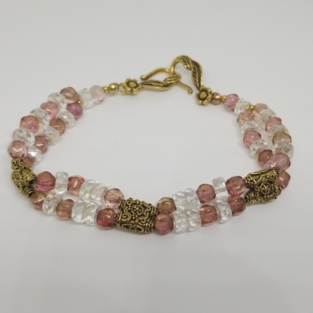 Clear & Light Purple Glass Beaded Costume Bracelet - Picture 4 of 5